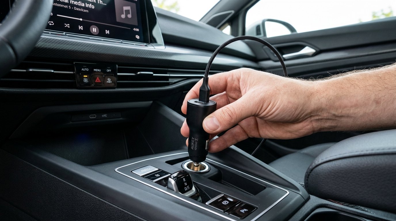 Plugging car charger into 12V cigarette socket