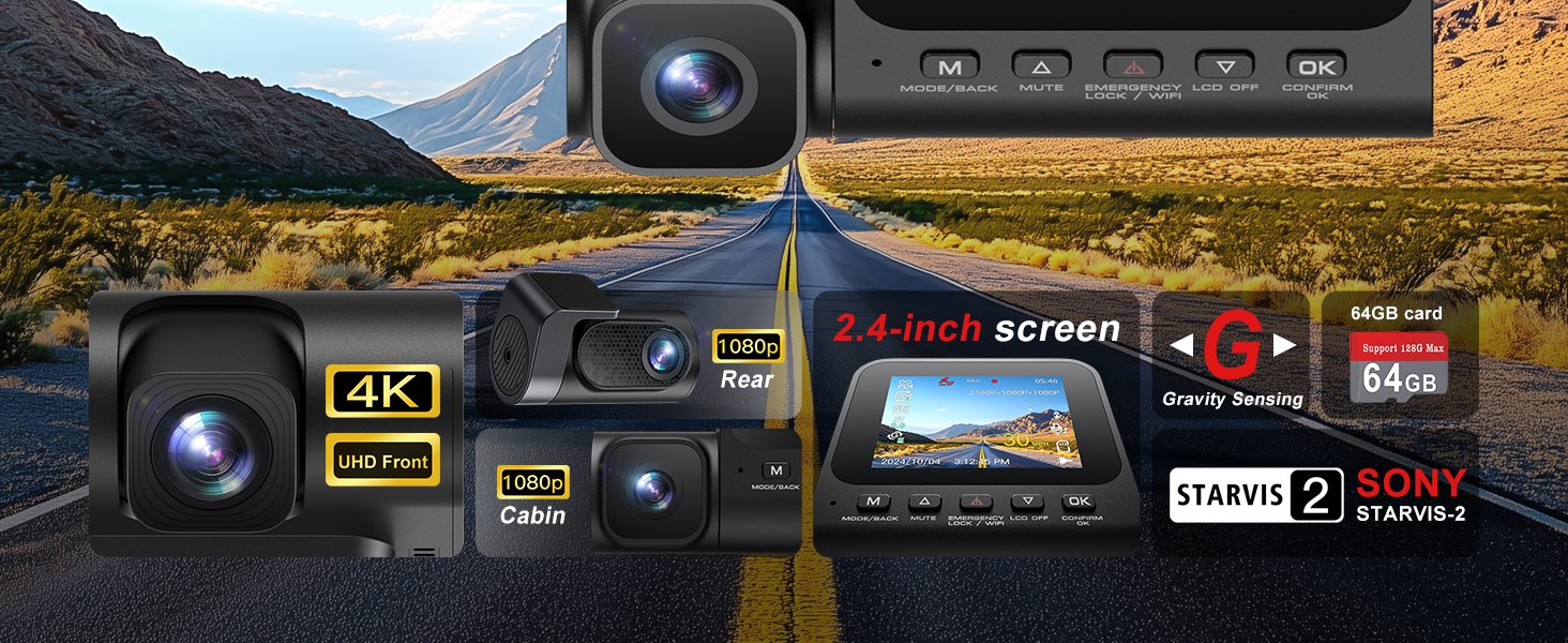 JZONES V630 3-Channel Recording Front Cabin Rear